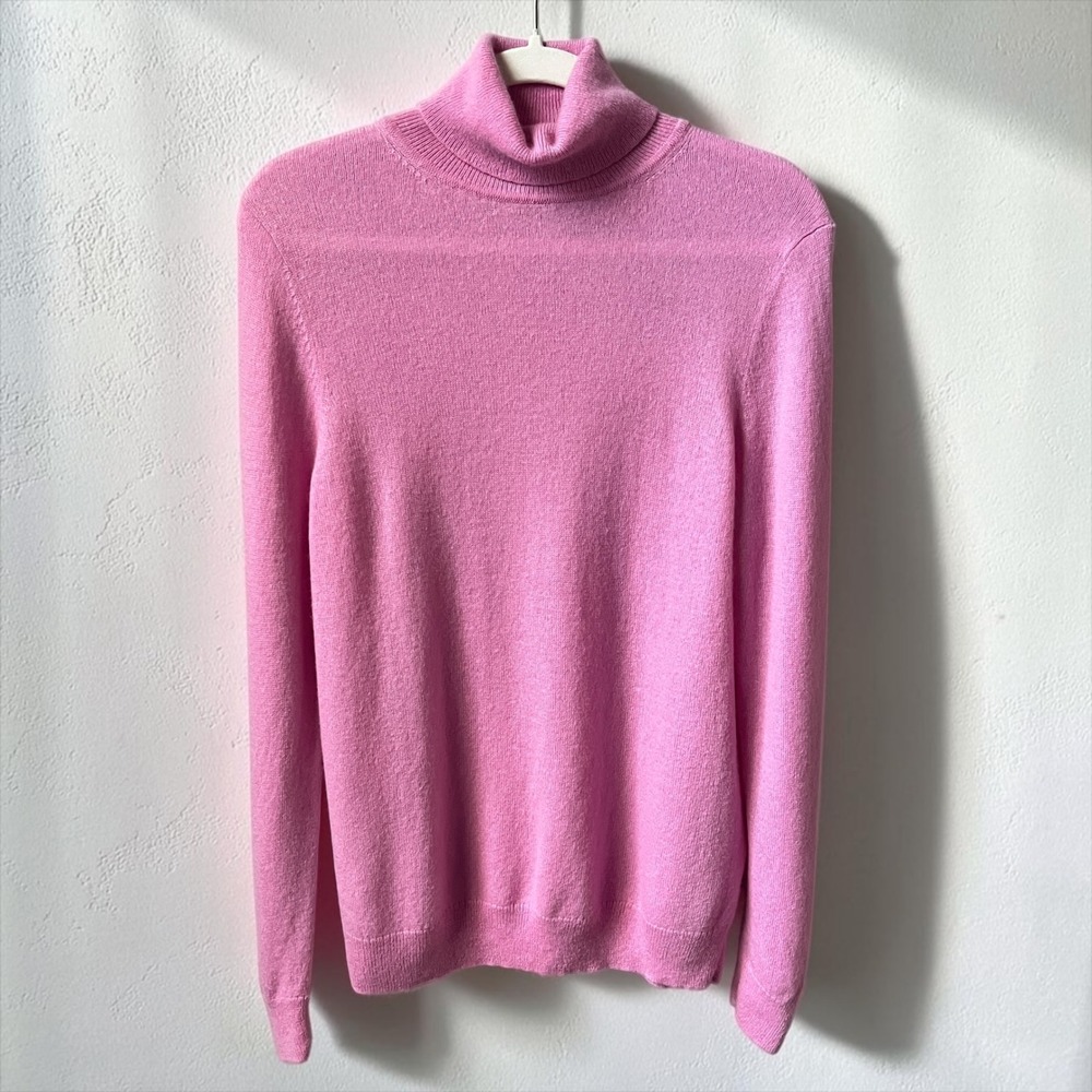 Charter Club Luxury Cashmere Turtleneck Sweater Women's Large Pink Soft Cozy Top